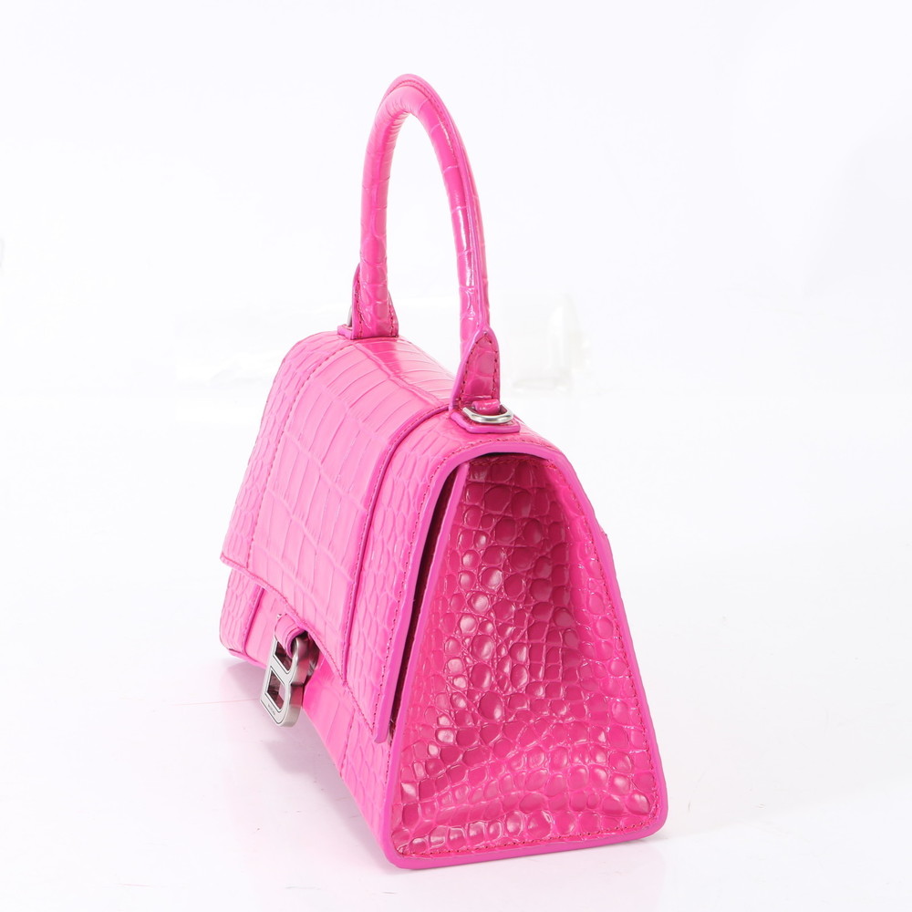 Balenciaga Tote Glass Crocodile Handbag Hour Leather Bag Embossed Pink View 5